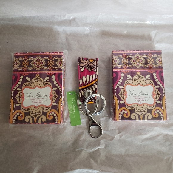 Vera Bradley Accessories - VERA BRADLEY SAFARI SUNSET STICKIES + FLAGS & LOOP KEYCHAIN